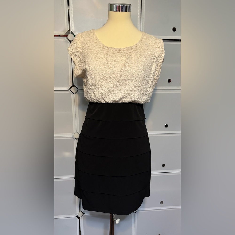 Sweet Storm Cream and Black Mini Dress